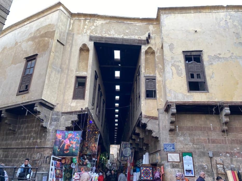 The Street of the Tentmakers in Cairo — a covered market lined with appliqué textiles